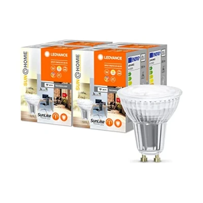 Abbildung von LEDVANCE SUN@HOME LED Lampe GU10 mit 4,9W ersetzt 40 W, 268 Lm, Sonnenlicht bis Kaminfeuer (2200 5000K), CRI95, Smarte WIFI Leuchte per Alexa, google und App steuerbar, 4er Pack