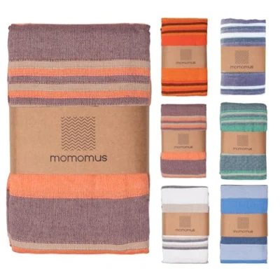 Abbildung von MOMOMUS Dünne Picknickdecke XXL für Strand Mit Fransen Strandmatte/Badedecke/Stranddecke Sandfrei Picknicks oder Leichte Campingdecke Outdoor Lachsfarben, 210x240 cm