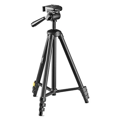 Abbildung von National Geographic Fotostativ Kit, klein, 3 Wege Kopf, Schnellwechselplatte, 4 Beinsegmente, Klemmverschluss, Mittelspinne, trägt bis zu 1 kg, Aluminium, NGHPHMIDI [Exklusiv bei Amazon]