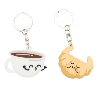 Abbildung von Mr. Wonderful 2 Schlüsselanhänger Kaffee und Croissant personalisierter Schlüsselbrett zum Verschenken personalisierte Geschenke, bunt, Estandar
