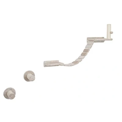 Abbildung von Kerbl Pet Kletterwand „Matterhorn“ für Katzen, 6 teilig, 2x Sisalsäule horizontal / 1x Trittbrett Hängebrücke Liegebrett vertikal, Bis 10 kg, Beige