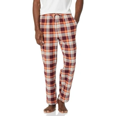 Abbildung von Amazon Essentials Herren Pyjamahose aus Flanell (erhältlich in Big &amp; Tall), Burgunderrot Orange Weiß Karomuster, XL