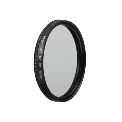 Abbildung von Amazon Basics 62 mm Circular Polarisations Schutzfilter für tiefere Farben, Reduzierung von Blendung und Reflexionen, Mehrfach beschichtet, schützt vor Staub, Schmutz Kratzern