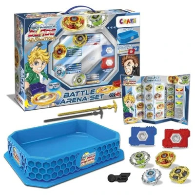 Abbildung von CRAZE Blade XXL Battle Set 4er Kreisel Metall Kampfkreisel inkl. Zubehör Kampfarena Arena für Kinder Burst spielzeug jungen 32800