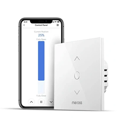 Abbildung von Meross WiFi Rollladenschalter (NEUTRALKABEL ERFORDERLICH), Fenstervorhang Touchschalter kompatibel mit Alexa, Google Home und SmartThing [Energieklasse A+++]