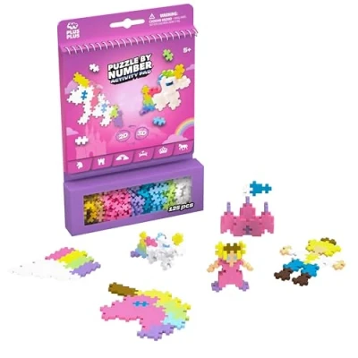 Abbildung von Plus 3988 Geniales Konstruktionsspielzeug, Activity Pad Fantasie, Baustein Set für 2D und 3D Figuren, Kreativ Bausteine Kinder ab 5 Jahren, 125 Teile