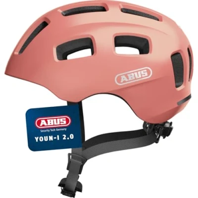 Abbildung von ABUS Fahrradhelm Youn I 2.0 mit Licht für Kinder, Jugendliche und Junge Erwachsene Mädels Jungs Roségold, Größe M, Rose Gold, M (52 57 cm)