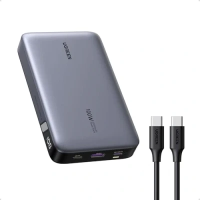 Abbildung von UGREEN Nexode 100W Power Bank 20000mAh Powerbank mit 3 Anschlüsse USB C externer Akku Digitales Display, kompatibel MacBook Pro/Air, iPhone 16/16 Pro /16 Max/15/14, Galaxy S24 Ultra, Dell