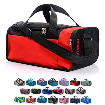 Abbildung von meteor Sporttasche Kinder 20 40L Gym Tasche Herren schwimmtasche Reisetasche Urlaubstasche klein Fitnesstasche Damen Riementasche Kindertaschen Schule Taschen turntasche Jungen (20 L, Rot/Schwarz)