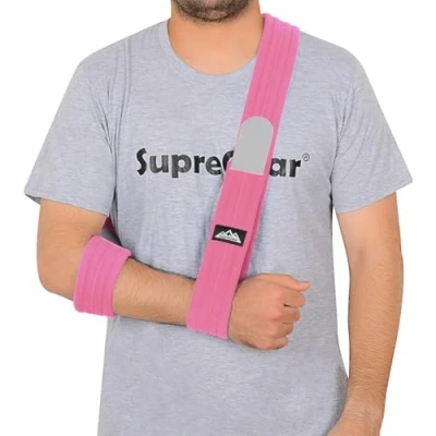 Abbildung von supregear Armschlinge, Verstellbar Leicht Komfortabel Schulterschlinge, Atmungsaktiv, Medizinische Schulterstütze für Verletzten Arm/Hand/Ellenbogen, Rosa