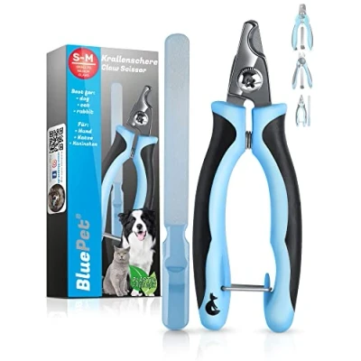 Abbildung von BluePet KrallenSchön kleine Profi Krallenschere für Hunde, Katzen &amp; Kleintiere Mehr Komfort Dank Angewinkeltem Schneidekopf Inkl. Nagelfeile