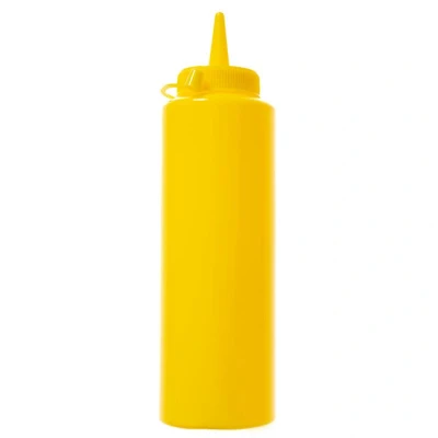 Abbildung von HENDI Quetschflasche 0,35 l Ø 5,5 x 20,5 cm gelb PP PET Kunststoff klein, Gastro Spenderflasche Mayo Senf Saucen Soßen