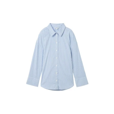Abbildung von TOM Tailor Denim Gestreiftes Loose FIT Hemdbluse, Damen, Größe: XL, Blue white strripe