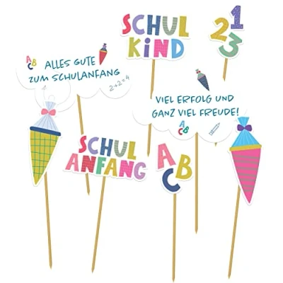 Abbildung von Folat 66083 Partypicker Schulanfang 11cm 8 Stück, Mehrfarbig, 11 cm