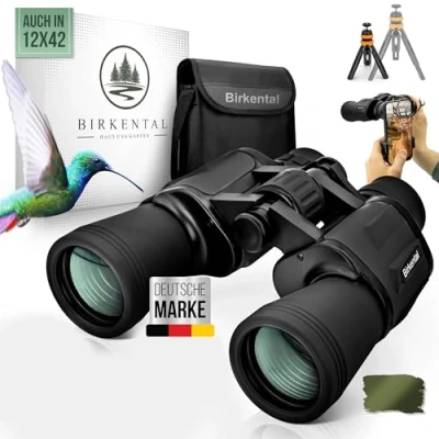 Abbildung von Birkental Fernglas Erwachsene 10x50 inkl. Zubehör Anfänger und Profis HD Zoom,wasserdicht,leicht,kompakt auch für Brillenträger breites Sichtfeld Feldstecher Jagd,Vogelbeobachtung,Astronomie,(Schwarz)