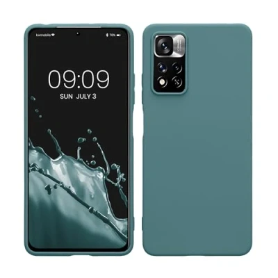 Abbildung von kwmobile Hülle kompatibel mit Xiaomi Redmi Note 11 Pro/Note Pro (5G) / 12 (4G) weiches TPU Silikon Case Cover geeignet für kabelloses Laden Arctic Night