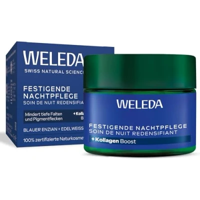 Abbildung von WELEDA Bio Festigende Nachtpflege Blauer Enzian &amp; Edelweiß Naturkosmetik Anti Aging Gesichtscreme/Feuchtigkeitscreme mindert Falten/Pigmentflecken aktiviert die Zellerneuerung (vegan, 40ml)