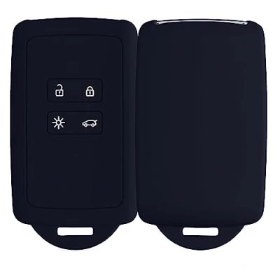 Abbildung von kwmobile Autoschlüssel Hülle kompatibel mit Renault 4 Tasten Smartkey (nur Keyless Go) Silikon Schutzhülle Schlüsselhülle Cover in Deep Ocean