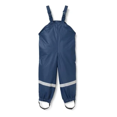 Abbildung von Playshoes Matschhose Regenlatzhose Fleece Futter Unisex Kinder Wind und wasserdichte Regenhose Regenbekleidung, marine, 98