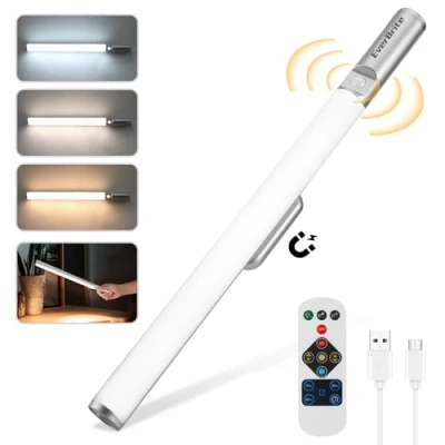 Abbildung von EverBrite Unterbauleuchte mit Bewegungsmelder und Fernbedienung, Unterschrank Beleuchtung 2600mAh Akku, 3 Farbtemperatur Modi für Küche, Schrank, Treppen