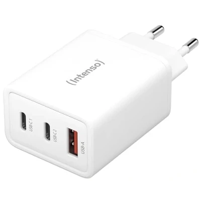 Abbildung von Intenso Power Adapter W65ACC, USB Netzteil mit 1 A und 2 C Anschlüssen, energie sparender GaN Technologie 65 Watt, weiß
