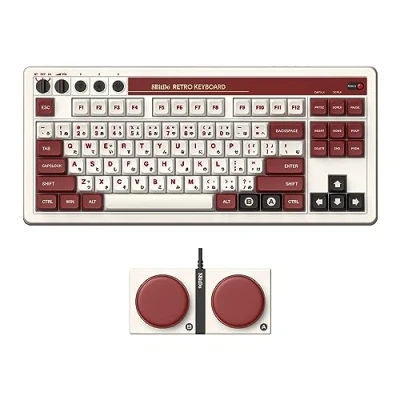 Abbildung von 8Bitdo Retro Mechanical Keyboard, Bluetooth/2.4G/USB C Hot Swappable Gaming Keyboard with 87 Keys, Dual Super Programmable Buttons for Windows and Android Fami Edition QWERTY English