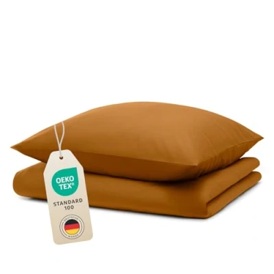 Abbildung von Blumtal Bettwäsche 140x200cm + 40x80cm Kopfkissenbezug Oeko TEX zert. Mikrofaser Set Bettbezug bis 95 C Deckenbezug Kissenbezug 2 teilig Sommerbettwäsche Hellbraun