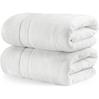 Abbildung von Utopia Towels 2er Pack Saunatücher 80x200 cm Saunahandtuch 100% Baumwolle mit Aufhängeschlaufe, große Badetücher, saugfähige XXL Handtücher (Weiß)