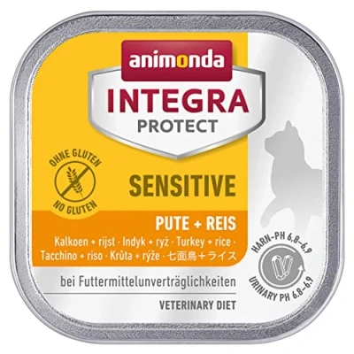 Abbildung von animonda INTEGRA PROTECT Katzenfutter nass Sensitive Pute + Reis (16 x 100g), vom Tierarzt empfohlen bei Futtermittelallergie, mit Veterinären entwickeltes Diätalleinfutter für erwachsene Katzen