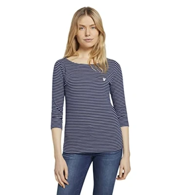 Abbildung von TOM TAILOR Damen Longsleeve mit Herz Stickerei auf der Brust