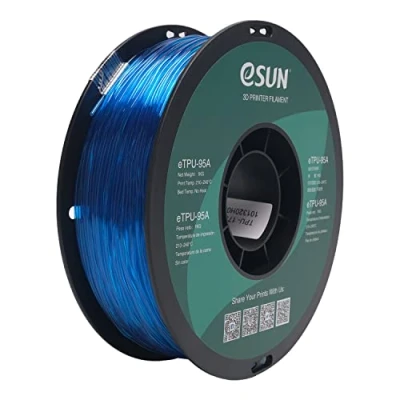 Abbildung von eSUN Flexibles TPU Filament 1.75mm, 3D Drucker 95A, Maßgenauigkeit +/ 0.05mm, 1kg Spule (2.2 LBS) Druck für Drucker, Transparent Blau