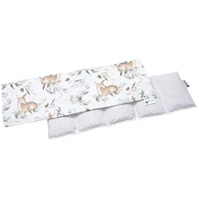 Abbildung von Medi Partners Kirschkernkissen 60x20cm 800g 100% Baumwolle 5 kammern Körnerkissen groß Öko Natur Wärmekissen Kältetherapie abnehmbarer Bezug (Hirsch in Blättern)