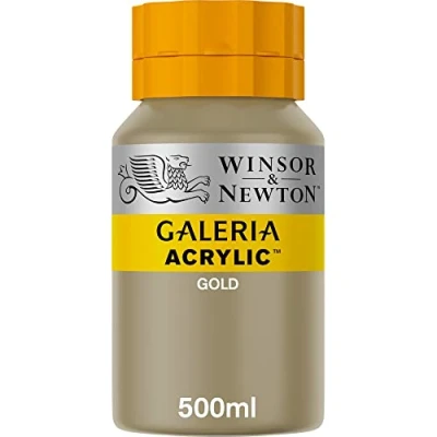 Abbildung von Winsor &amp; Newton 2150283 Galeria Acrylfarbe, hohe Pigmentierung, lichtecht, buttrige Konsistenz, 500 ml Topf Gold
