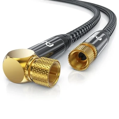 Abbildung von CSL 3m HDTV Satellitenkabel mit Braiding 8k 4k 135Db 75 Ohm F Stecker (gewinkelt) zu (gerade) SAT Kabel gewinkelt 90 Grad Antennenkabel DVB T2 Radio UKW DAB