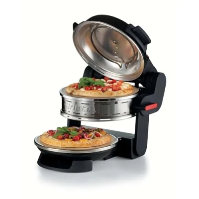 Abbildung von Ariete Forno Pizza Doppio 927, Pizzaofen mit 5 Kochstufen, 2 feuerfesten Antihaft Platten, Holzklingen im Lieferumfang, Max. Temperatur: 400C, Thermostate, Durchmesser 32 cm, 2300W, Schwarz