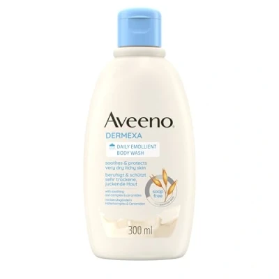 Abbildung von Aveeno Dermexa Tägliche Emollentien Duschcreme (300 ml), seifenfreies Duschgel für sehr trockene &amp; empfindliche Haut, natürliche Hautpflege mit beruhigendem Hafer und Ceramiden, vegan*