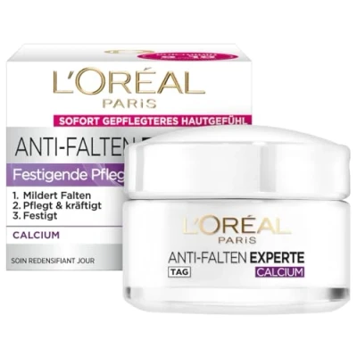 Abbildung von L&#039;Oréal Paris Feuchtigkeitspflege für das Gesicht, Feuchtigkeitspendende Anti Aging Tagescreme mit Calcium zur Minderung von Falten, Falten Experte 55+, 1 x 50 ml