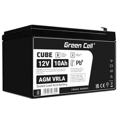 Abbildung von Green Cell® AGM 12V 10Ah Akku Vlies Batterie VRLA Blei Bleiakku Ersatzakku Akkubatterie Versorgungsbatterie Zyklenfest Wartungsfrei UPS USV Scooter Rasenmäher Rollstuhl eBike ATV