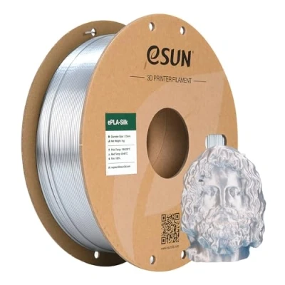 Abbildung von eSUN Seide Metall PLA Filament 1.75mm, Seidig Metallisch 3D Drucker PLA, Maßgenauigkeit +/ 0.05mm, 1kg Spule (2.2 LBS) Druck für Drucker, Silber