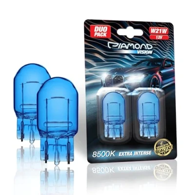 Abbildung von Diamond Vision 2x W21W T20 12V 21W Xenon Look Halogen KFZ Autolampen Passend nur für Sockel extrem langlebig 2er SET E Prüfzeichen ‎7440 W3X16D