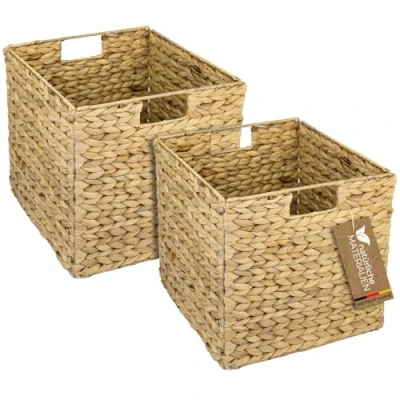 Abbildung von HMF Aufbewahrungskorb, Korb geflochten aus Wasserhyazinthe Seegras 4er Set passend für Kallax 32 x 34,5 cm