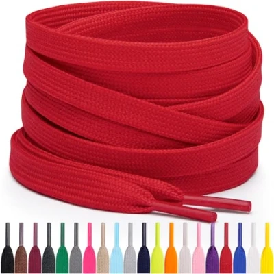 Abbildung von Miscly Flache Schnürsenkel, in verschiedenen Längen und Farben erhältlich (114 cm, Rot)