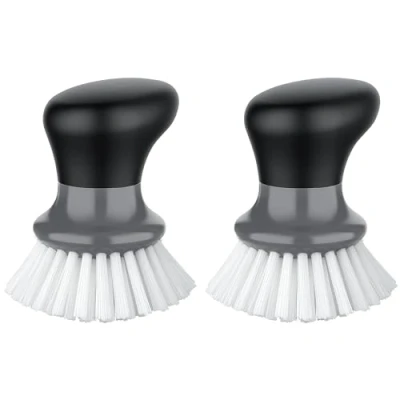 Abbildung von MR.SIGA Spülbürste mit ergonomischem Griff, Handflächenbürste für Geschirr, Töpfe, Pfannen zur Küchen Reinigung, Grau, 2 Stücke
