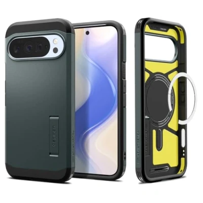 Abbildung von Spigen Tough Armor (AI) MagFit Hülle für Google Pixel 10 und Pro, Kompatibel Mit Pixelsnap MagSafe [2025 Neue Funktion] Abyss Green