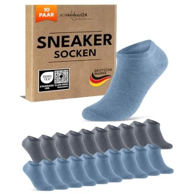 Abbildung von 10 Paar Sneaker Socken Herren Damen Baumwolle Komfortbund ohne Naht 70102T WP (Jeansblau 35 38)
