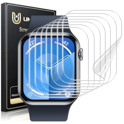 Abbildung von UniqueMe für Apple Watch Series 10 46 mm Schutzfolie 8 Stück, Flexible TPU, iwatch Displayschutz, Blasenfreie, Weich HD Klar Displayfolie, Volle Abdeckung, Anti Staub