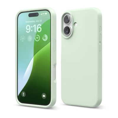 Abbildung von elago Premium Liquid Silikon Hülle Kompatibel mit iPhone 16 Hülle, Ganzkörper Handyhülle, Stoßfest, Schlanke Kratzfester weicher Mikrofaser Innenfutter, 6.1 Zoll (Soft Mint)