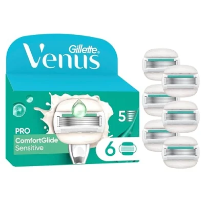 Abbildung von Gillette Venus Pro ComfortGlide Sensitive Damenrasierklingen mit einem Hauch von Aloe Vera, 6 Ersatzklingen