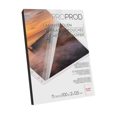 Abbildung von ProProd Laminierfolie mit vorgefertigten Mappenöffnungen, A4 2x125mic 100 Stück glänzend
