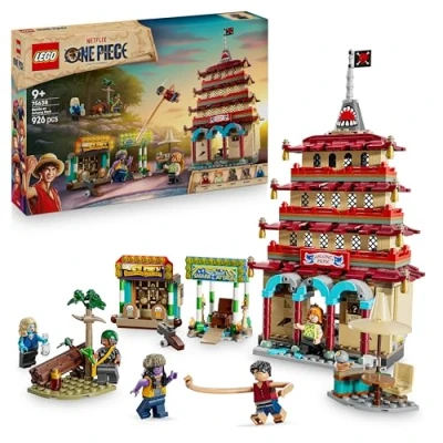 Abbildung von LEGO ONE Piece Showdown im Arlong Park Interaktives Spielzeug mit 5 Minifiguren Ruffy &amp; Nami sowie Einer einstürzenden Pagode Anime Geschenk für Jungen, Mädchen Fans ab 9 Jahren 75638